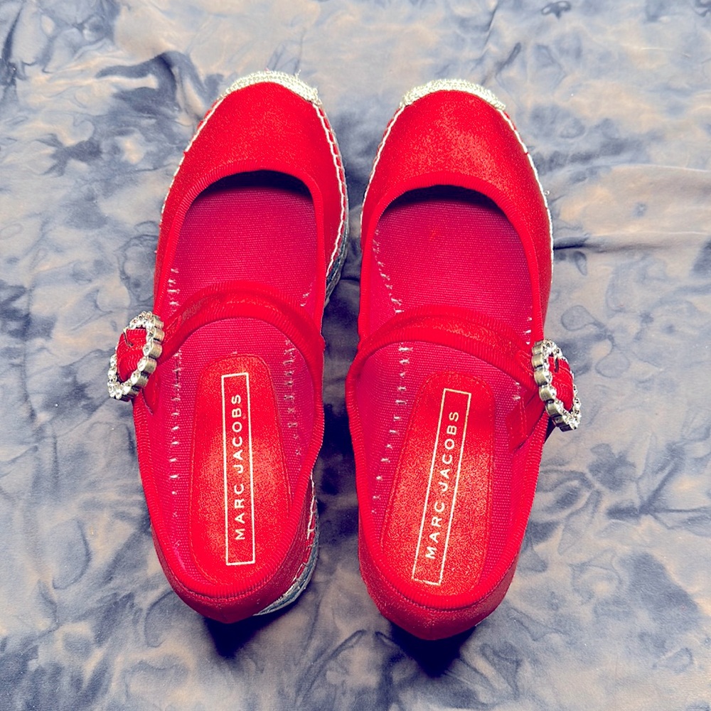 Marc JACOBS red glittering high platform shoes